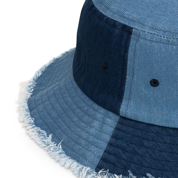 Jhope J-hope Hoseok Hobi Embroidered Frayed Distressed Denim Hobicore Bucket Hat - Picture 3 of 4